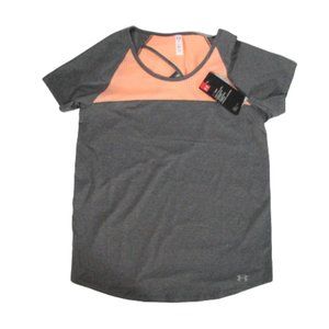 Under Armour Top Gray Orange Women's Size Medium Fitted NWT